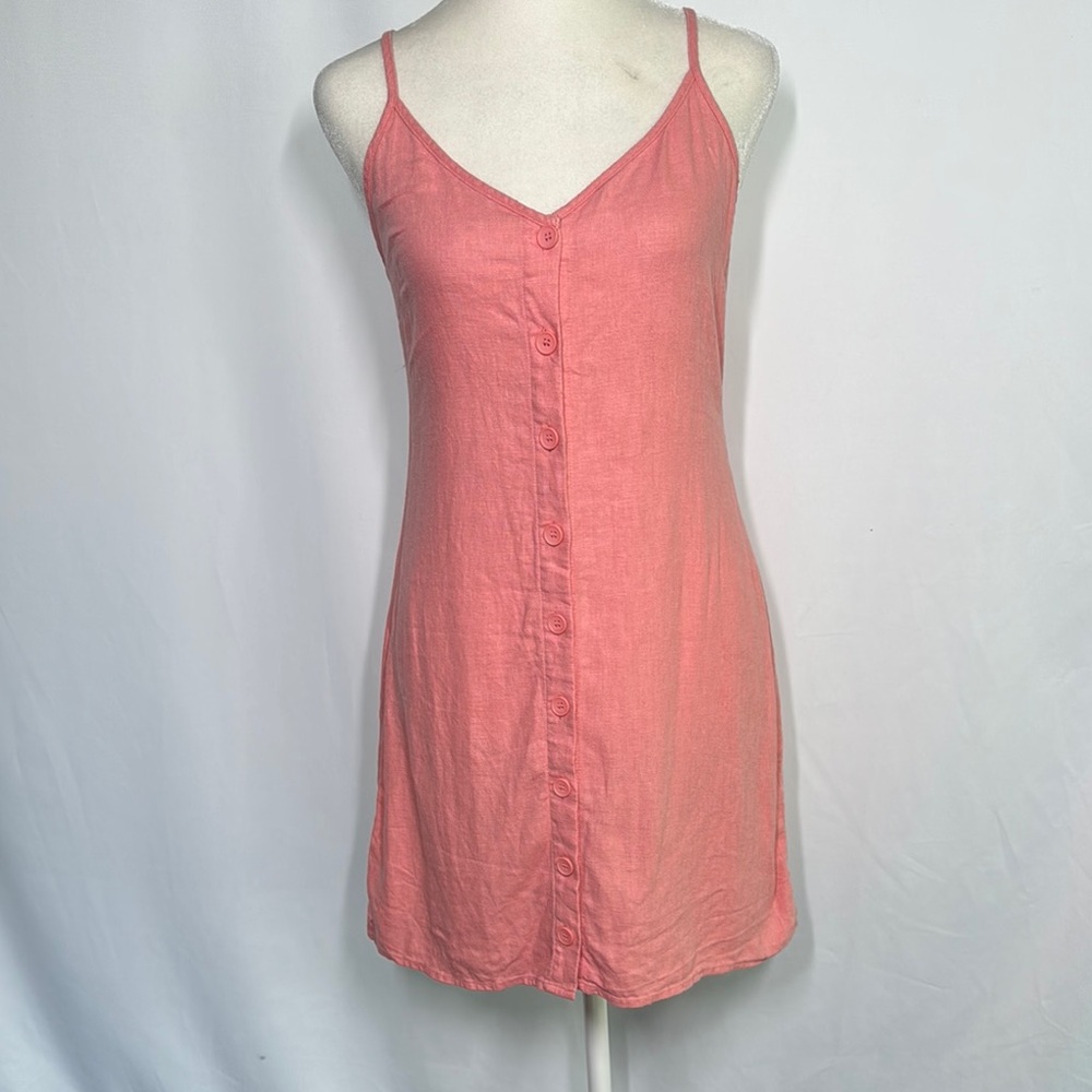 💜3/$15 Forever 21 Coral Button Up Linen Dress